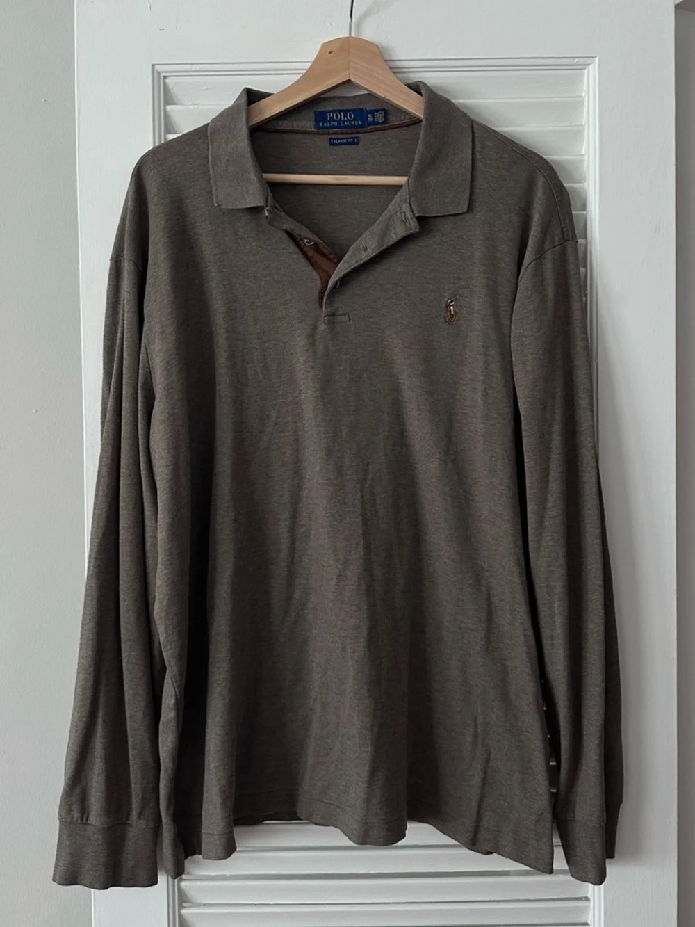 Polo Ralph Lauren Classic Fit long sleeve polo shirt, brown, XL - Picture 1 of 6